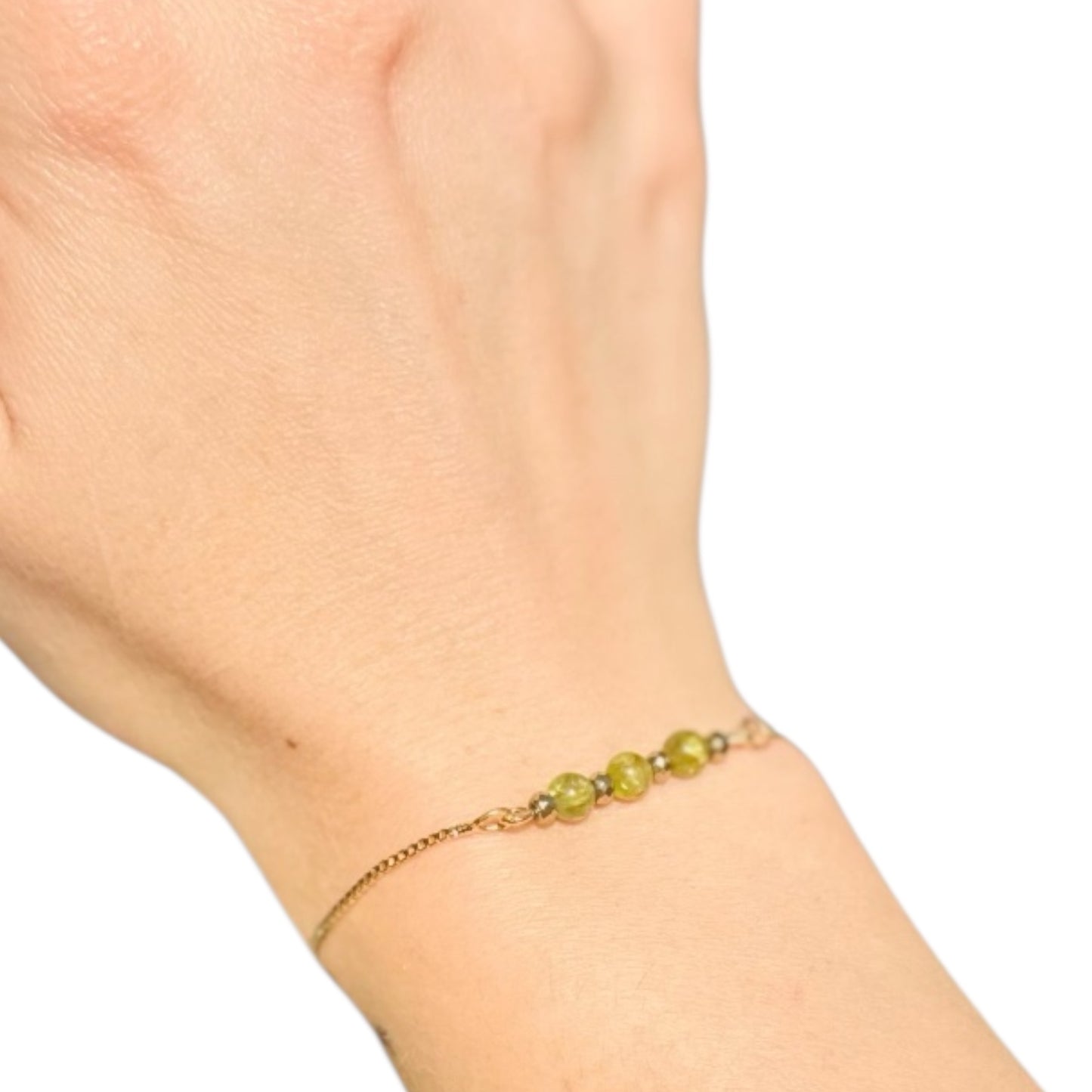 Handmade peridot gemstone slider bracelet