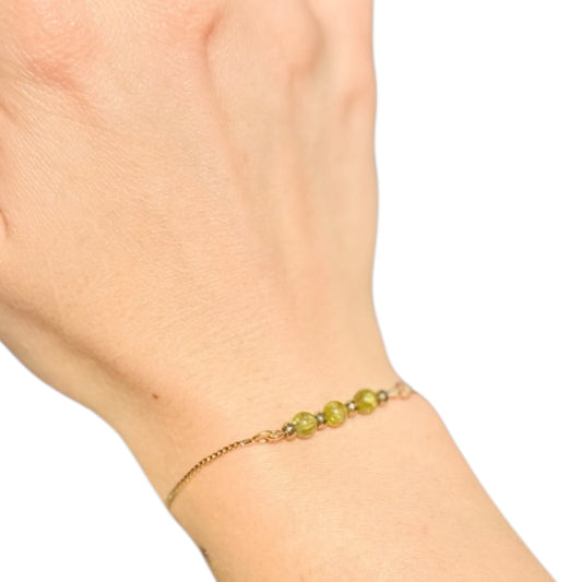 Handmade peridot gemstone slider bracelet