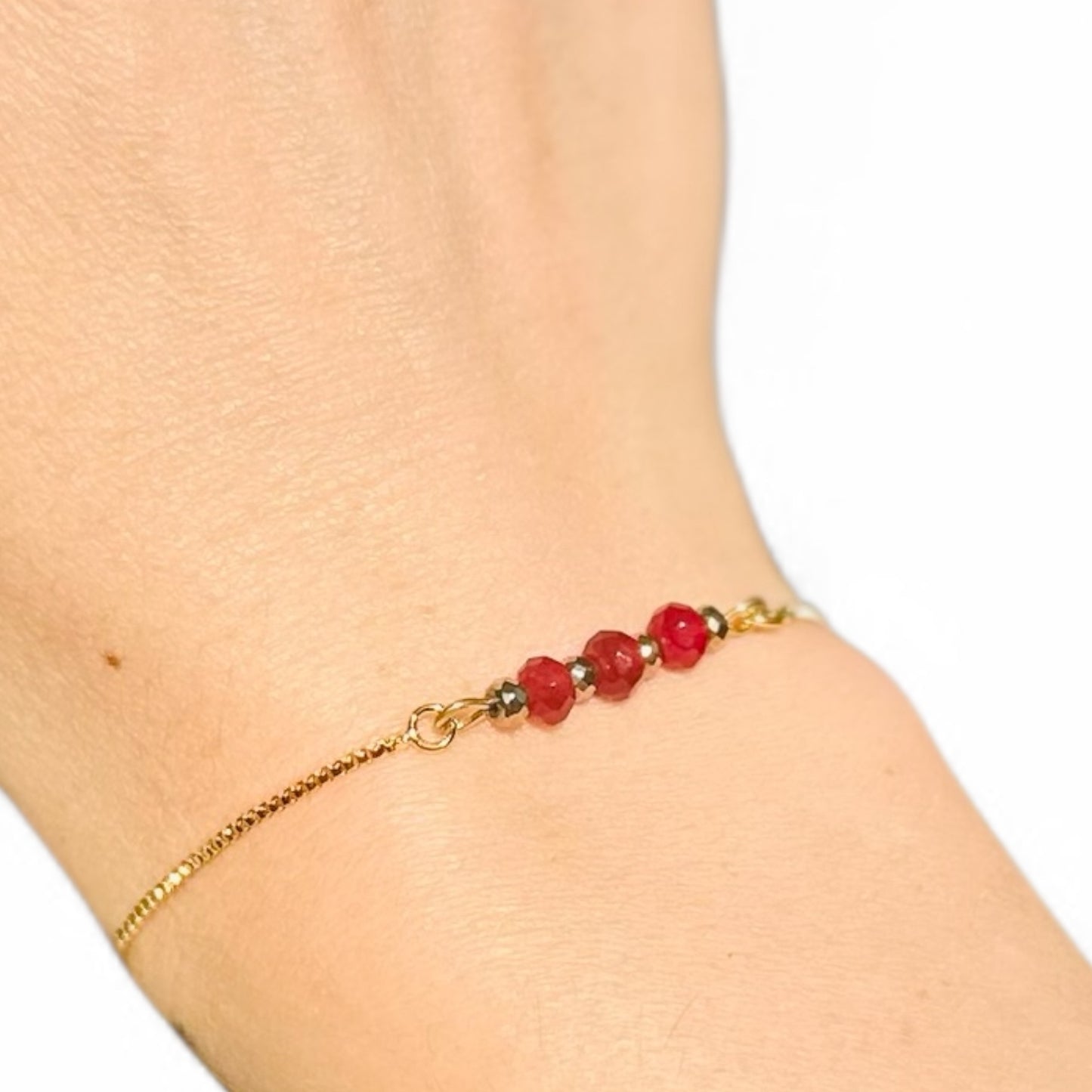 Handmade ruby gemstone slider bracelet