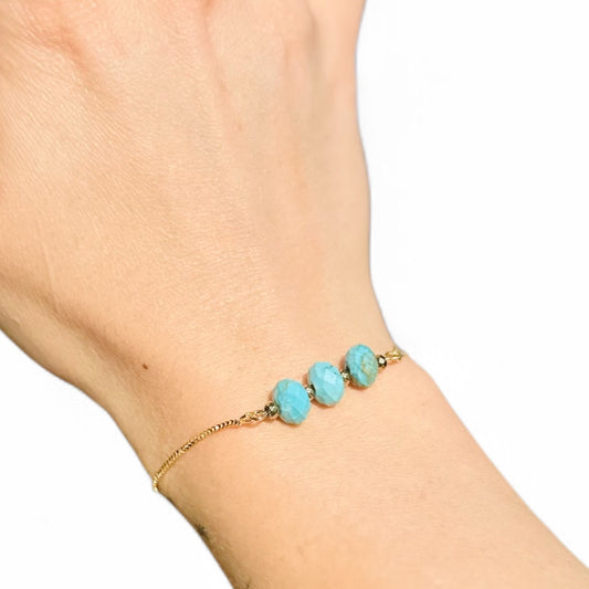 Handmade turquoise gemstone slider bracelet