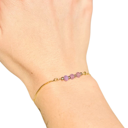 Handmade amethyst gemstone slider bracelet