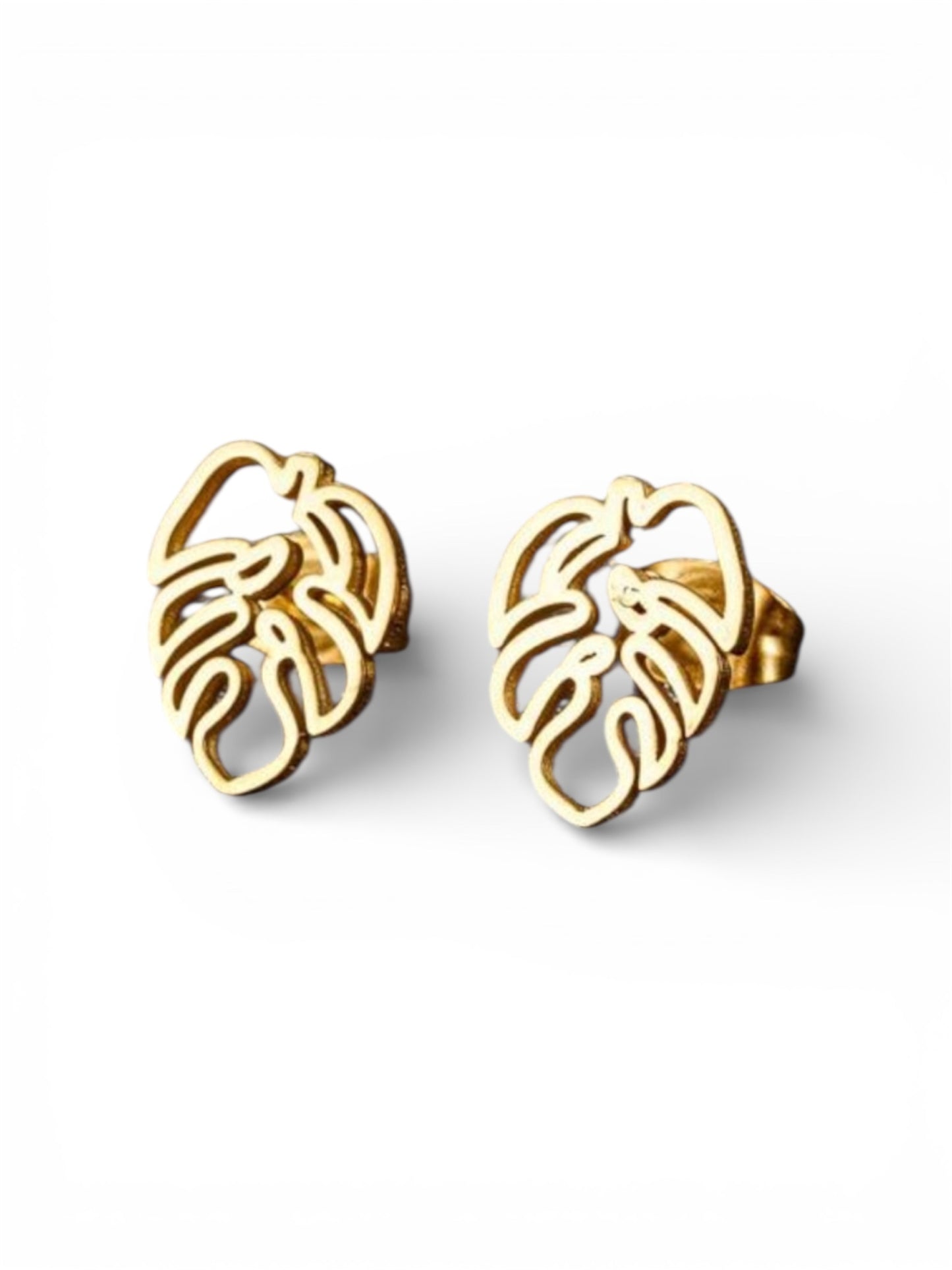 MINI MONSTERA STUD EARRINGS