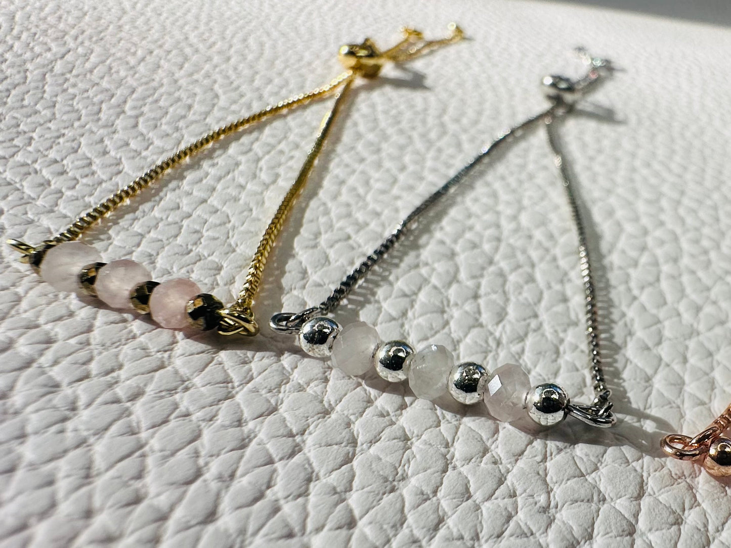 Rose quartz gemstone slider bracelet, photo 8