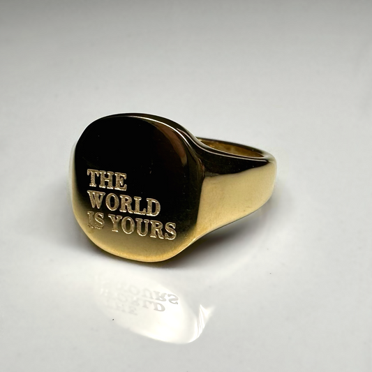 THE WORLD IS YOURS WATER RESISTANT RING