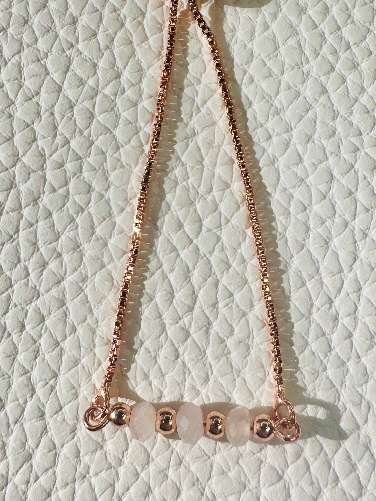 Rose quartz gemstone slider bracelet, photo 5