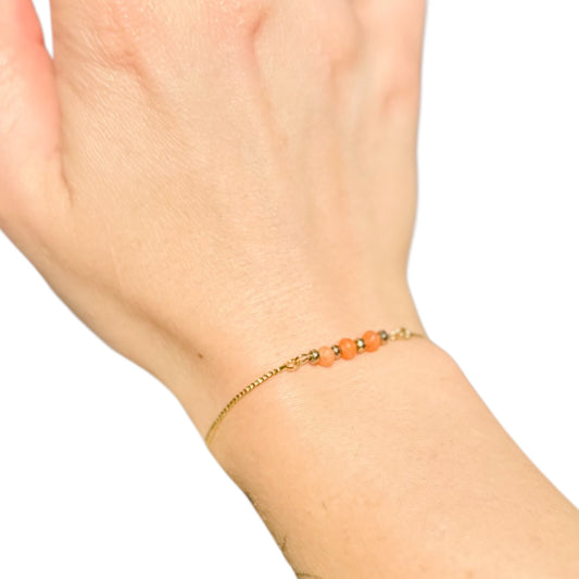 Handmade carnelian gemstone slider bracelet