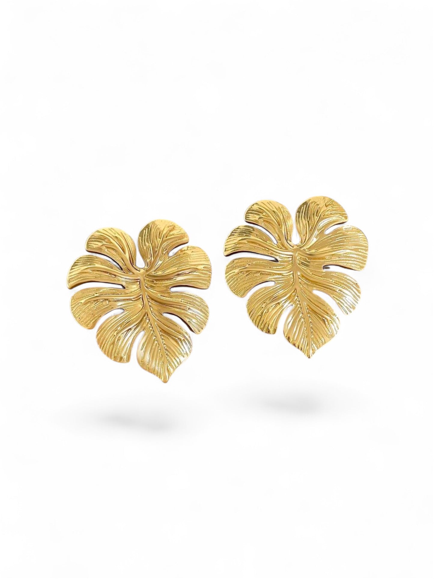 Monstera leaf water resistant earrings 18K gold plated stainless steel