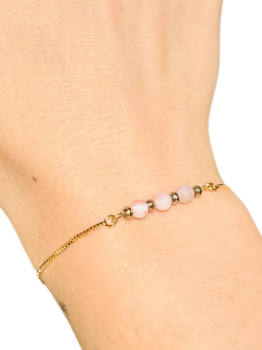 Handmade pink opal gemstone slider bracelet, photo 1